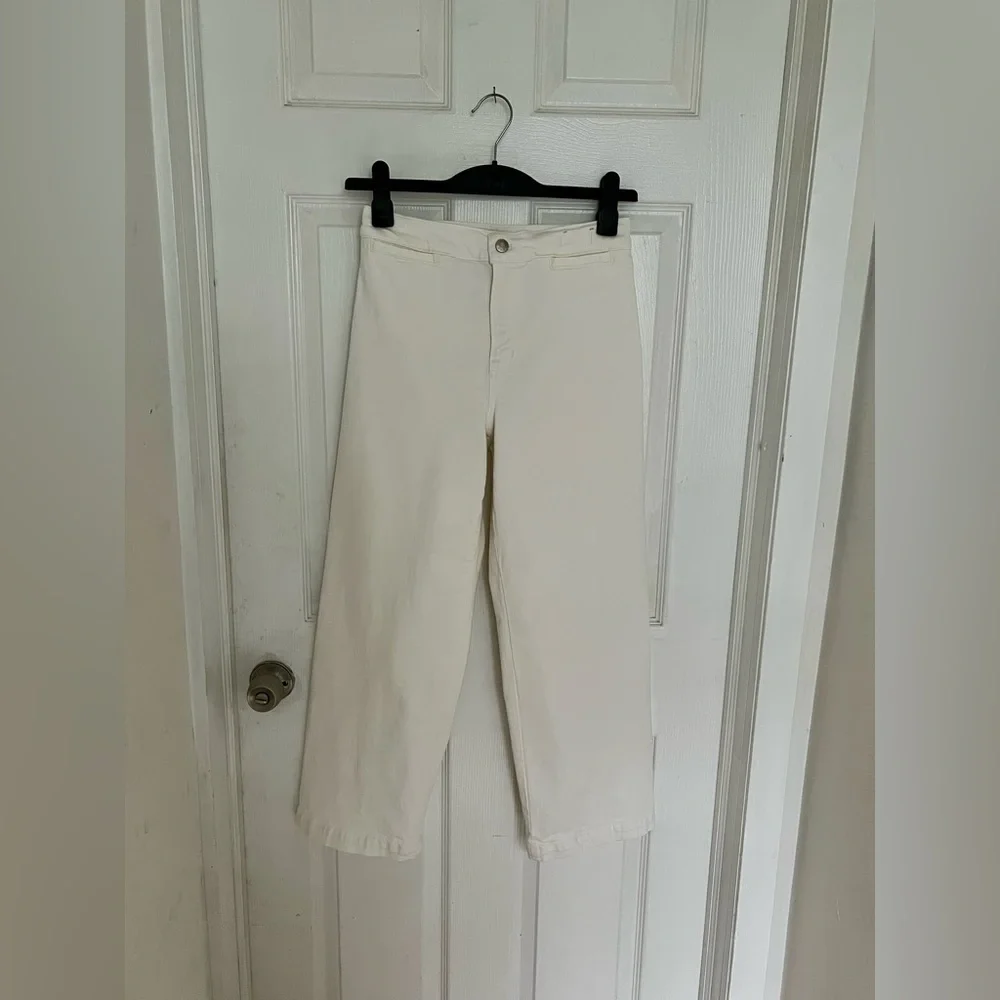 Madewell Womens 26 Jeans White Denim Emmett Wide Leg High Rise Baggy Curvy